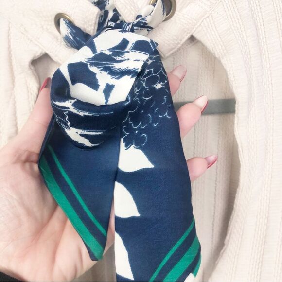 Free People Cream Blouse with Navy Scarf Detail - Picture 10 of 12